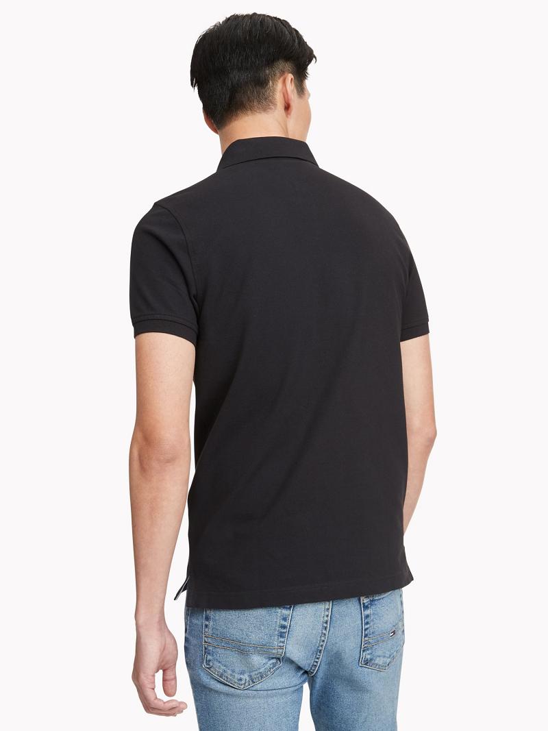 Black Tommy Hilfiger Slim fit tommy Polos | NZ_M31314