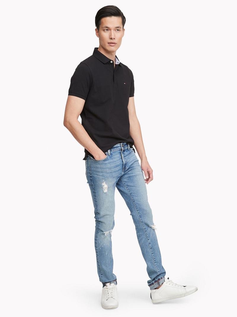 Black Tommy Hilfiger Slim fit tommy Polos | NZ_M31314