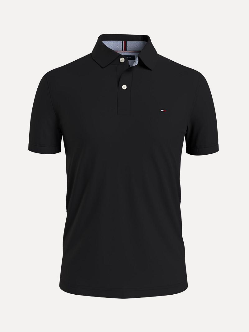 Black Tommy Hilfiger Slim fit tommy Polos | NZ_M31314