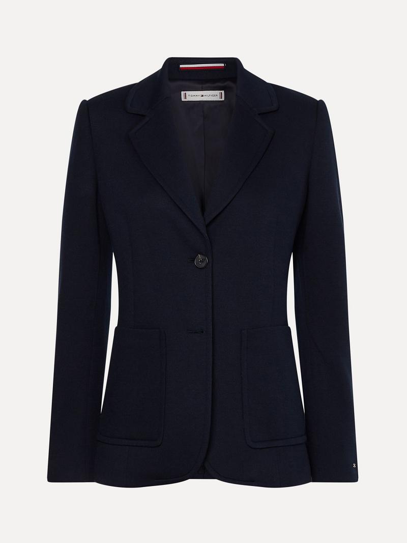 Black Tommy Hilfiger Solid Blazers | NZ_W21007