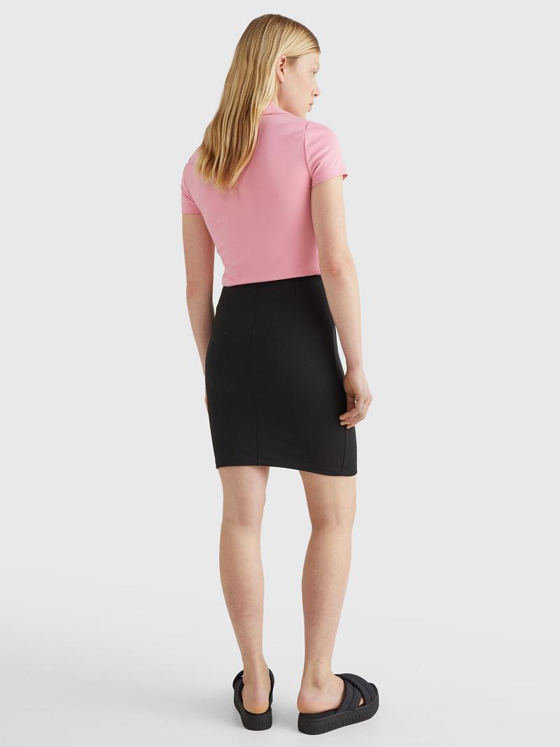 Black Tommy Hilfiger Solid Bodycon Skirts | NZ_W21337