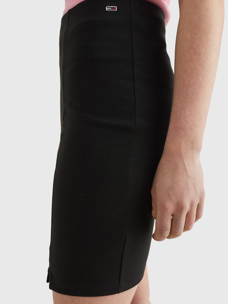 Black Tommy Hilfiger Solid Bodycon Skirts | NZ_W21337