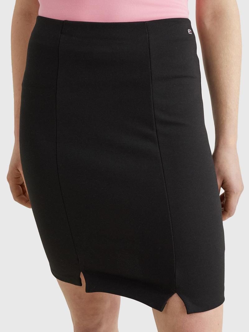 Black Tommy Hilfiger Solid Bodycon Skirts | NZ_W21337