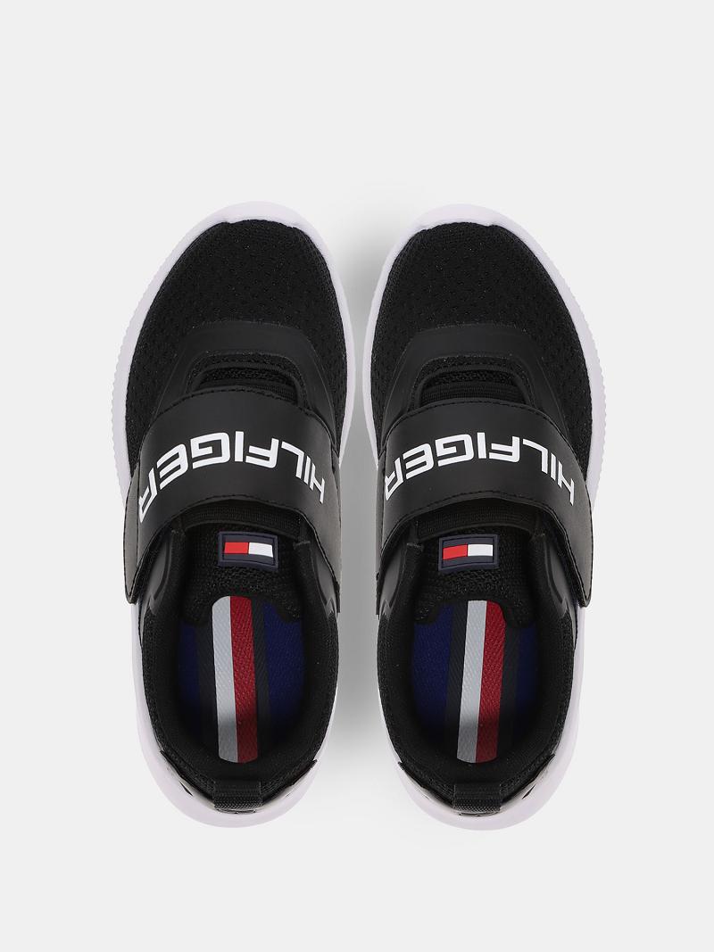 Black Tommy Hilfiger Strap Runner Sneakers | NZ_B2244