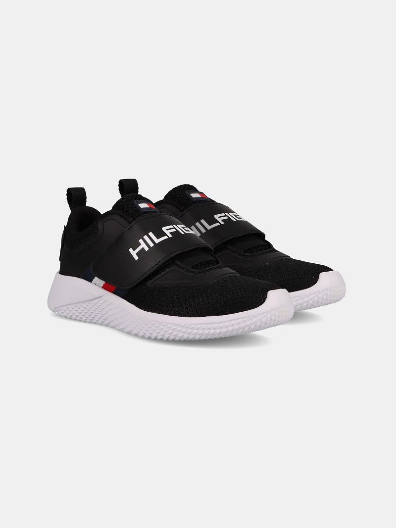 Black Tommy Hilfiger Strap Runner Sneakers | NZ_B2244