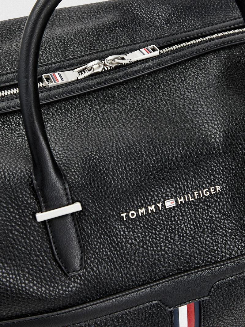 Black Tommy Hilfiger Stripe Duffle Bags | NZ_M31704