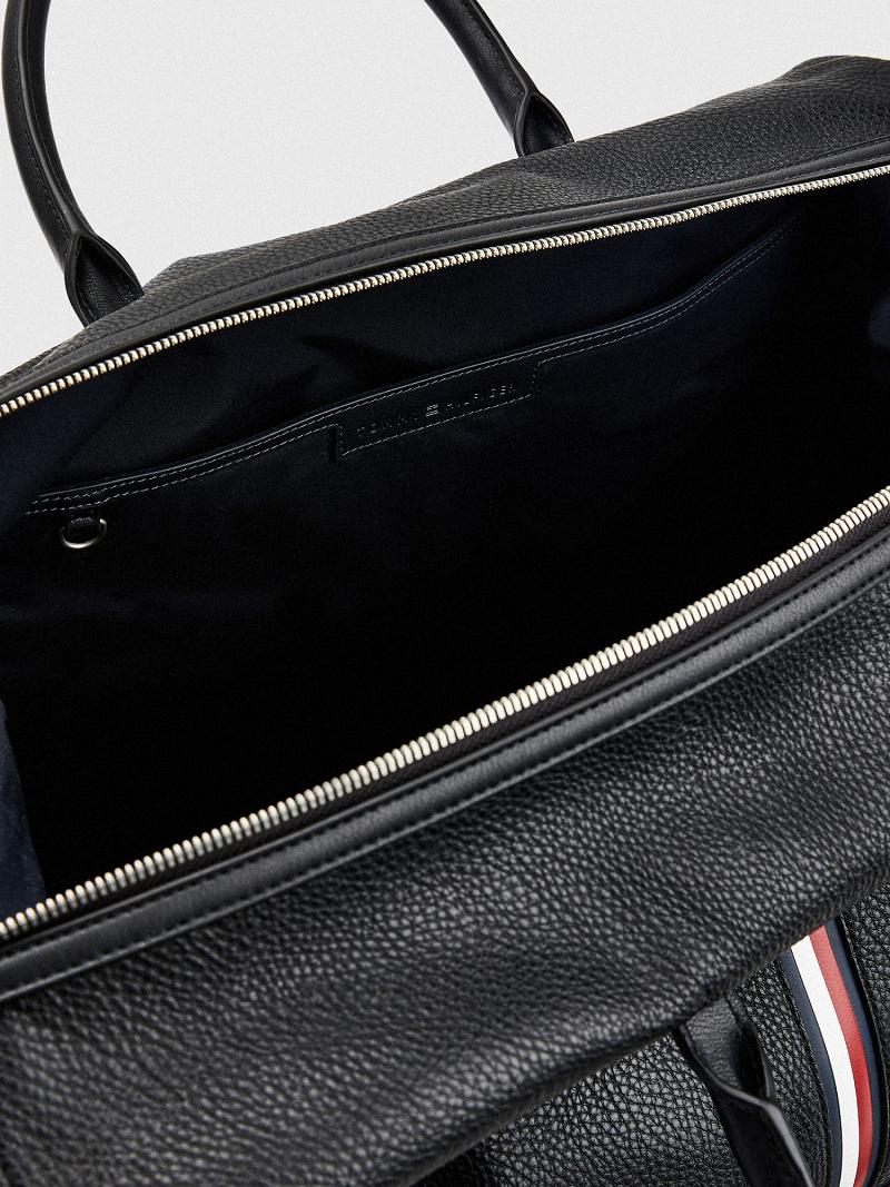 Black Tommy Hilfiger Stripe Duffle Bags | NZ_M31704