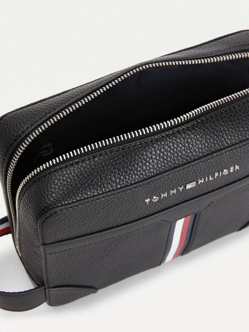 Black Tommy Hilfiger Stripe Wash Wash Bag | NZ_M31815