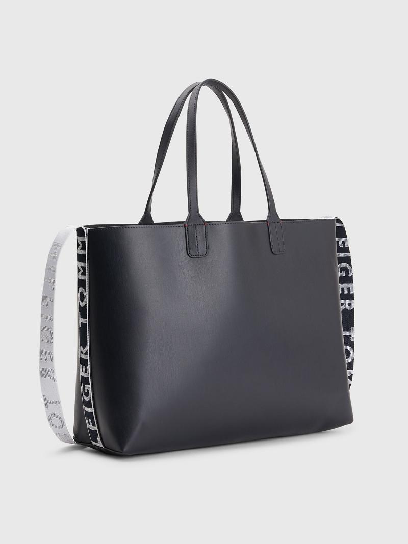 Black Tommy Hilfiger Tommy Signature Tote Bags | NZ_W21647