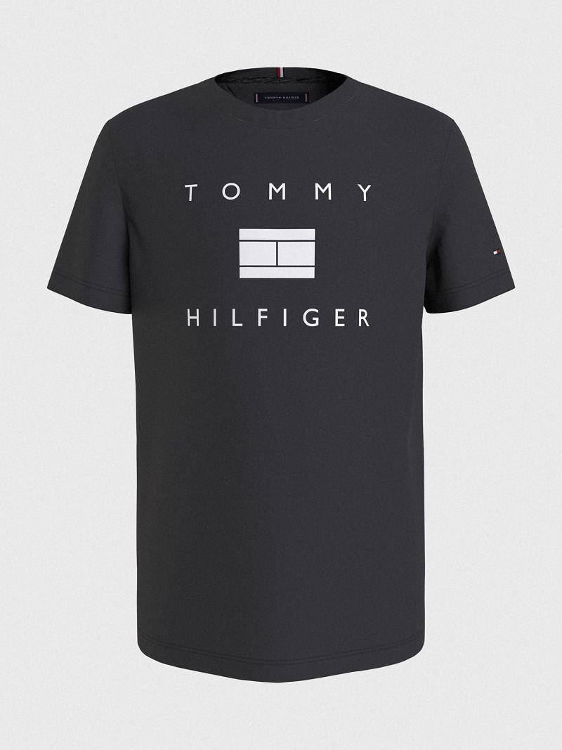 Black Tommy Hilfiger Tommy T Shirts | NZ_B2214