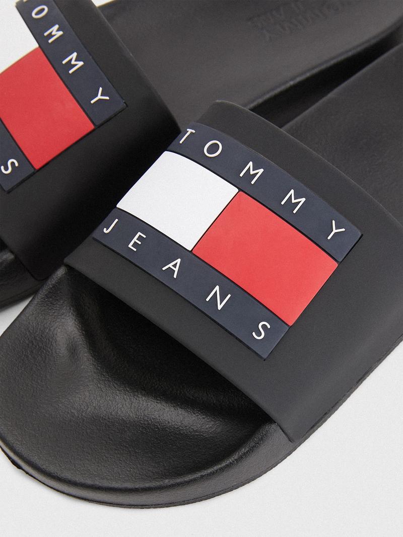 Black Tommy Hilfiger Tommys pool Sandals | NZ_M31653