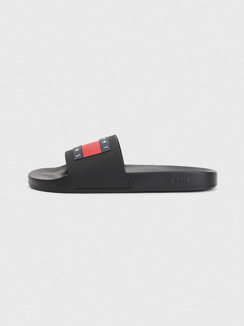 Black Tommy Hilfiger Tommys pool Sandals | NZ_M31653