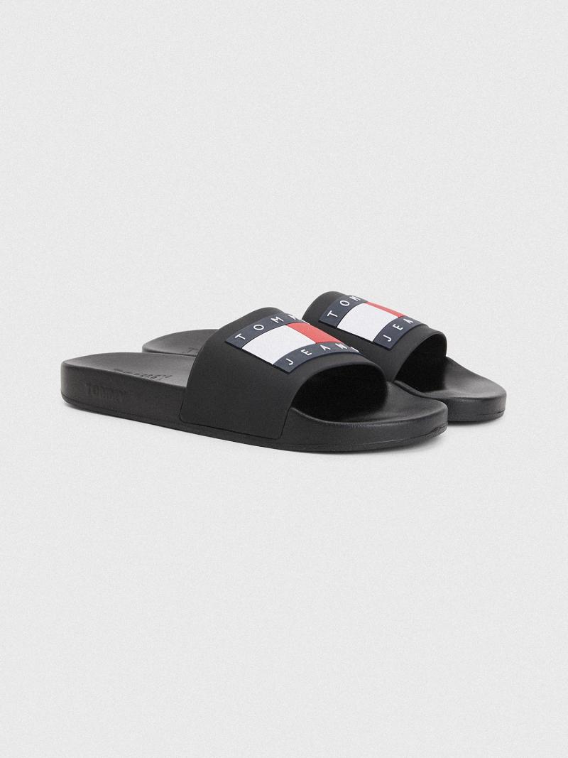 Black Tommy Hilfiger Tommys pool Sandals | NZ_M31653