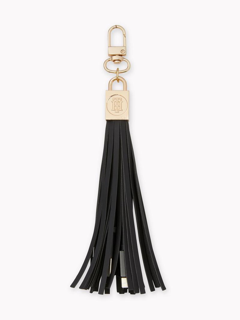 Black Tommy Hilfiger USB Tassel Technology | NZ_M31799