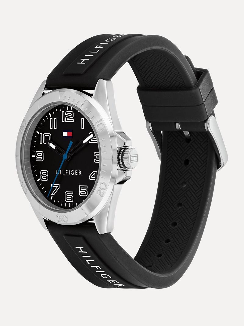 Black Tommy Hilfiger Watch with Silicone Strap Technology | NZ_B2304