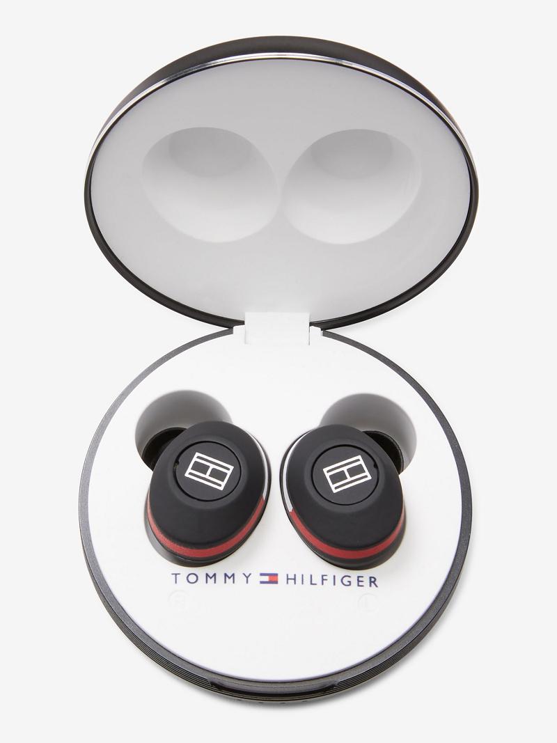 Black Tommy Hilfiger Wireless Earbuds And Charging Case Technology | NZ_G1368