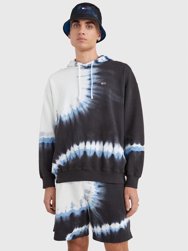 Black / White Tommy Hilfiger Tommy tie-dye Hoodies | NZ_M31468