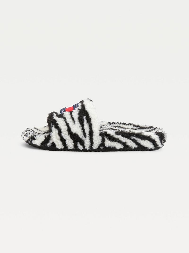 Black / White Tommy Hilfiger Zebra Sandals | NZ_W21611