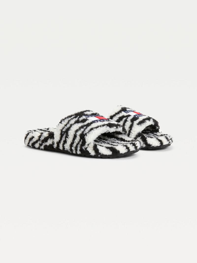 Black / White Tommy Hilfiger Zebra Sandals | NZ_W21611