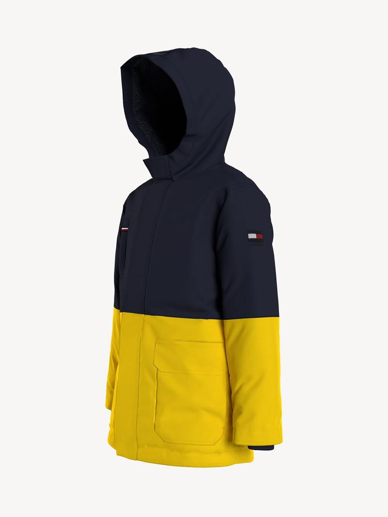 Black / Yellow Tommy Hilfiger Sherpa-Lined Hooded Parka Jackets | NZ_B2044