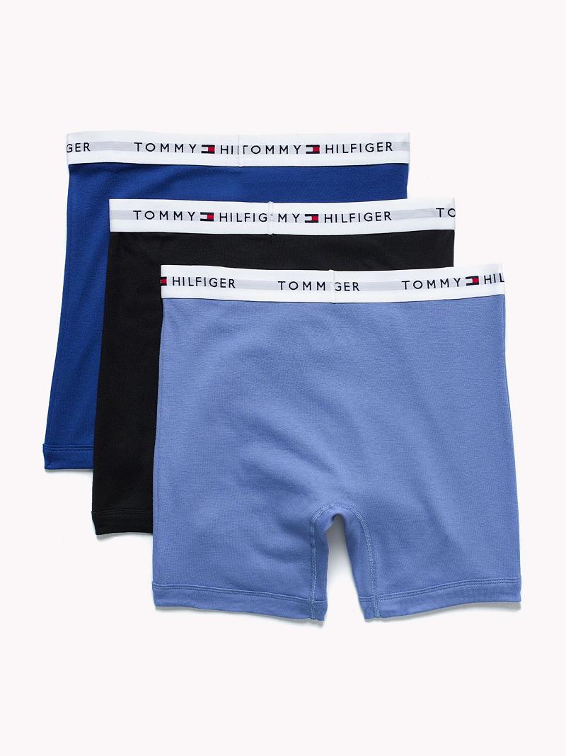 Blue / Black Tommy Hilfiger Classic cotton boxer brief 3pk Boxer Briefs | NZ_M31575