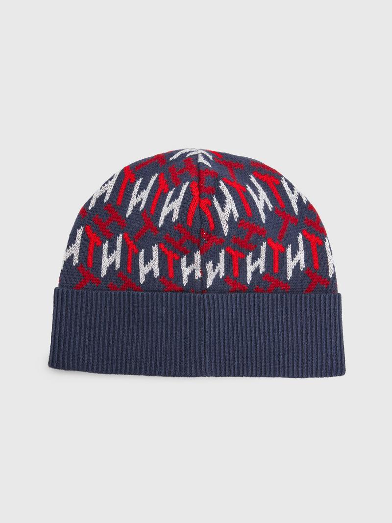 Blue / Red Tommy Hilfiger TH Beanie Hats | NZ_G1359