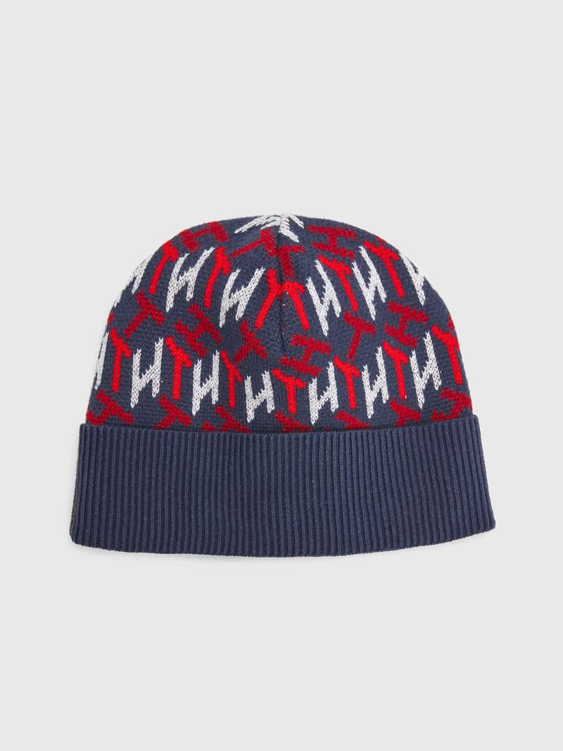 Blue / Red Tommy Hilfiger TH Beanie Hats | NZ_G1359