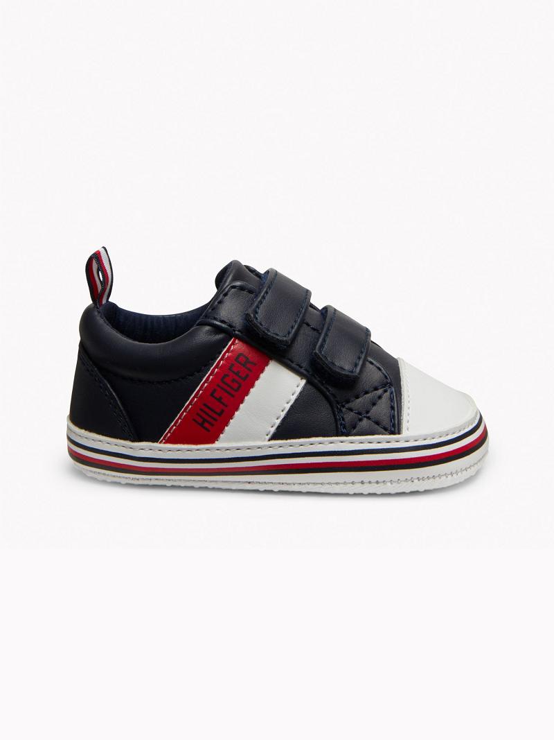 Blue Tommy Hilfiger Babies' Signature Stripe Sneakers | NZ_B2234