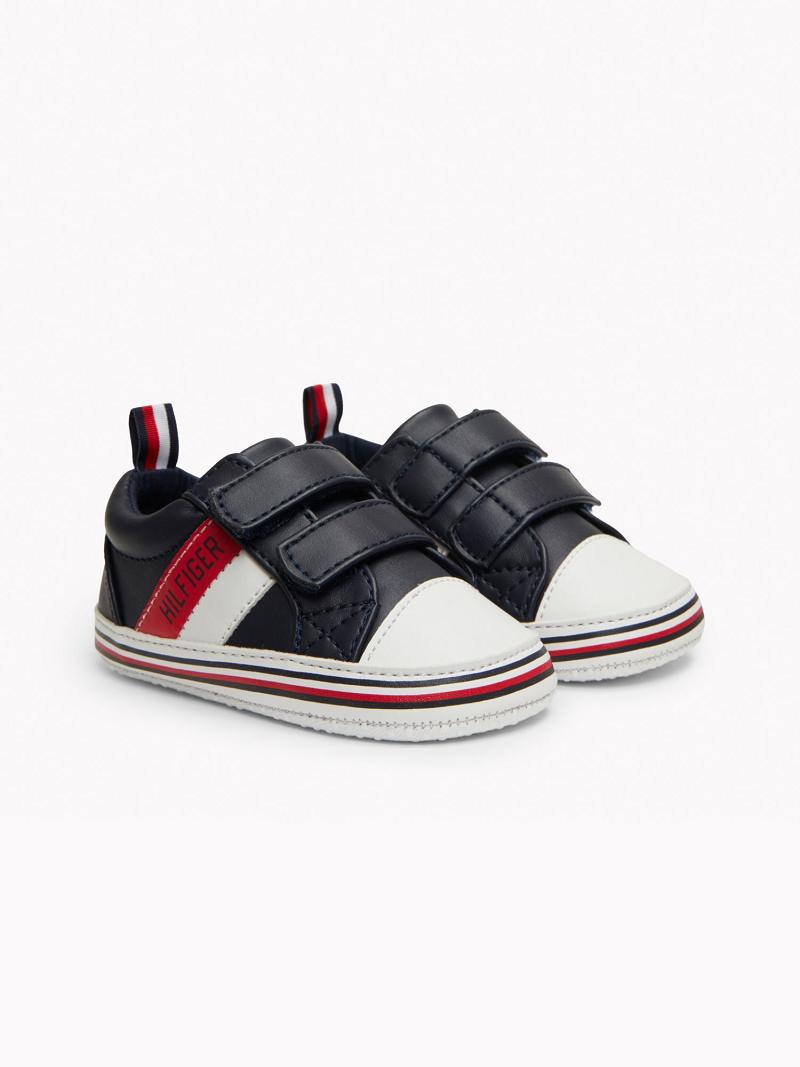 Blue Tommy Hilfiger Babies\' Signature Stripe Sneakers | NZ_B2234