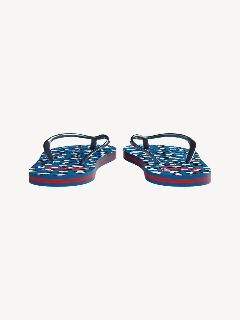 Blue Tommy Hilfiger Big Cheetah Flip Flops | NZ_G1293