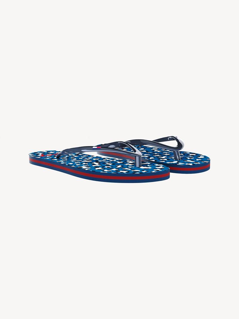 Blue Tommy Hilfiger Big Cheetah Flip Flops | NZ_G1293