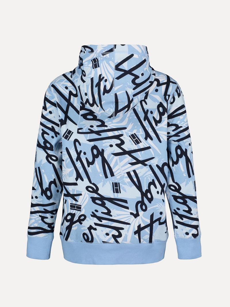 Blue Tommy Hilfiger Big Floral Script Hoodies | NZ_B2016