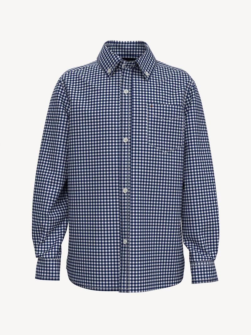 Blue Tommy Hilfiger Big Kids Plaid Shirts | NZ_B2075