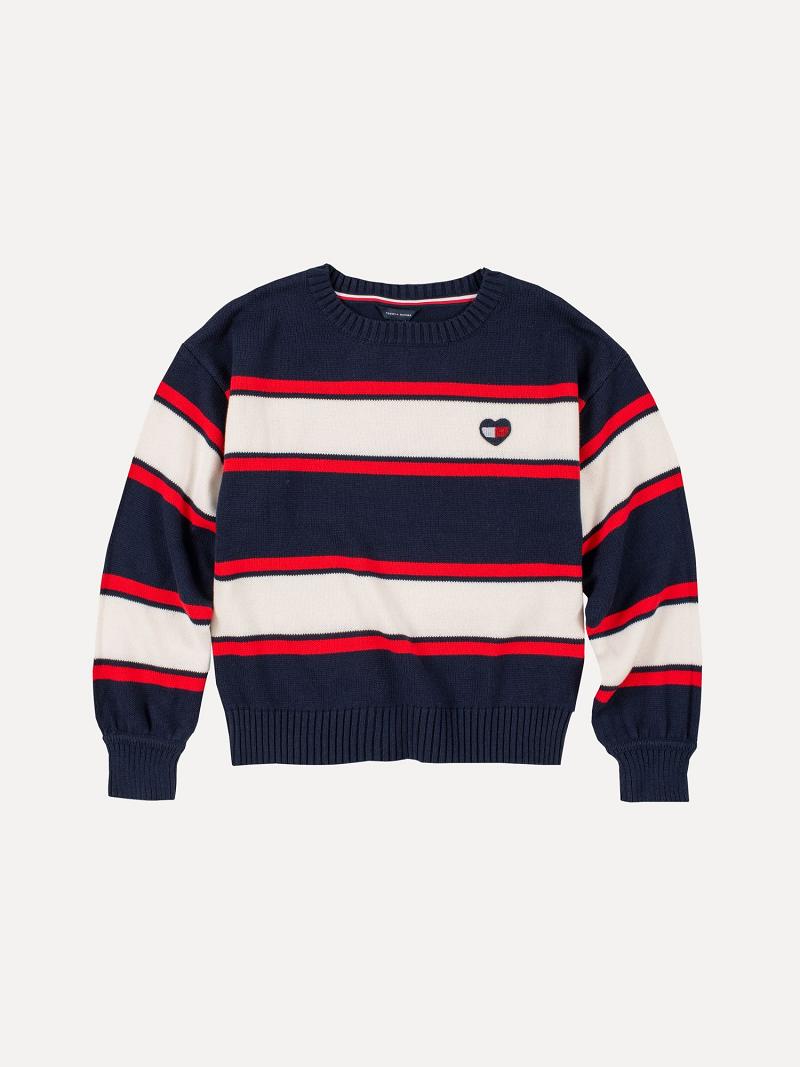 Blue Tommy Hilfiger Big Stripe Sweater Sweatshirts | NZ_G1194