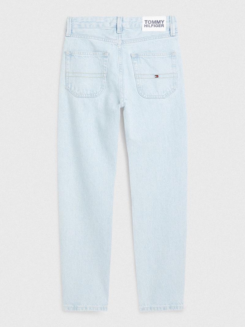 Blue Tommy Hilfiger Bleach Wash Straight Jeans | NZ_B2046