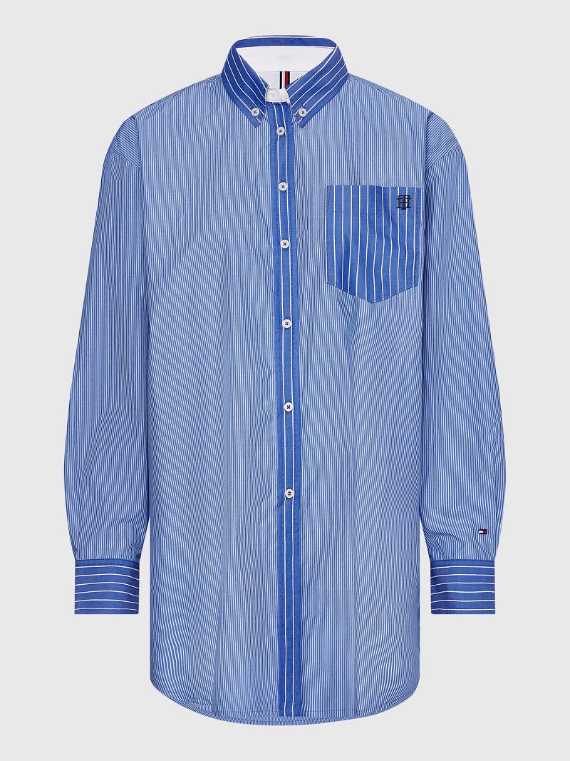 Blue Tommy Hilfiger Boyfriend Stripe Shirts | NZ_W21277