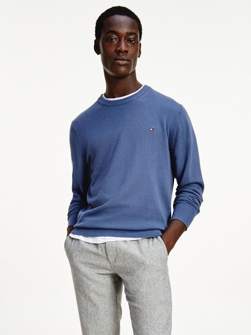 Blue Tommy Hilfiger Cotton cashmere crewneck Sweaters | NZ_M31155