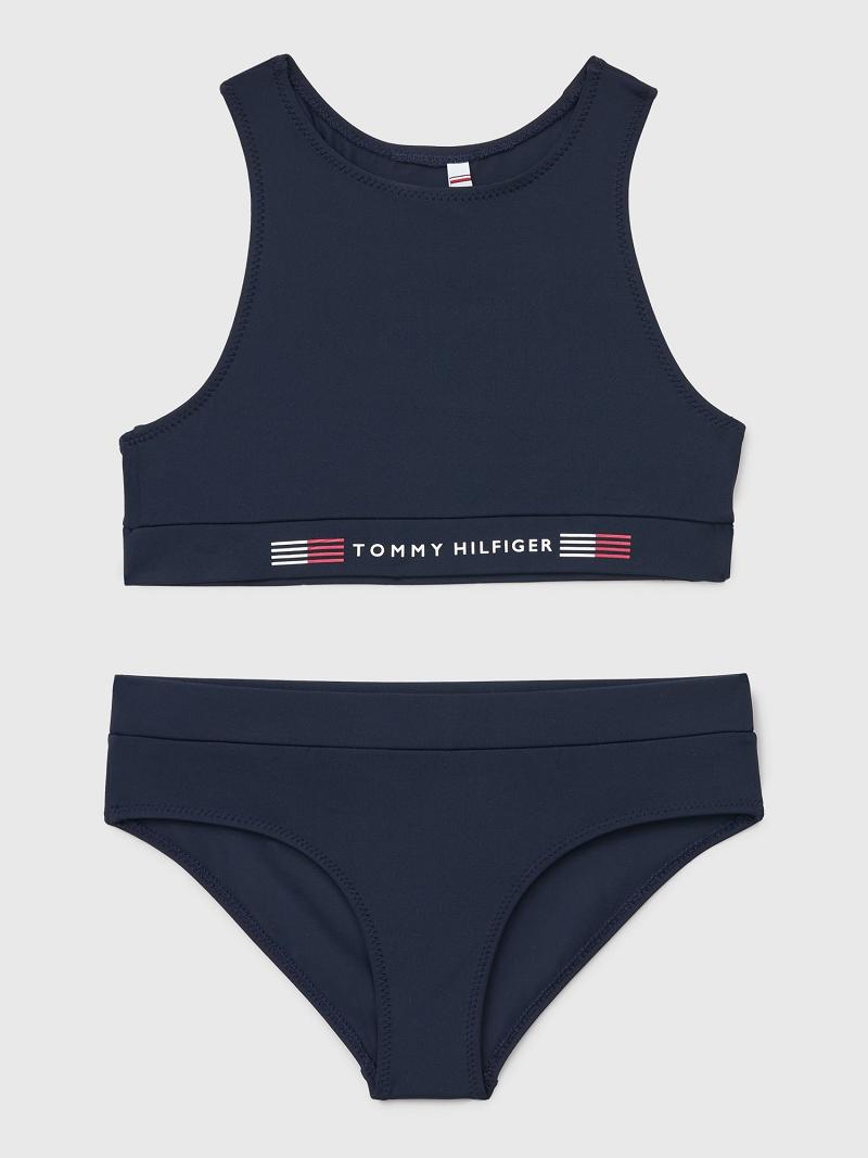 Blue Tommy Hilfiger Crop Top Set Swimwear | NZ_G1218