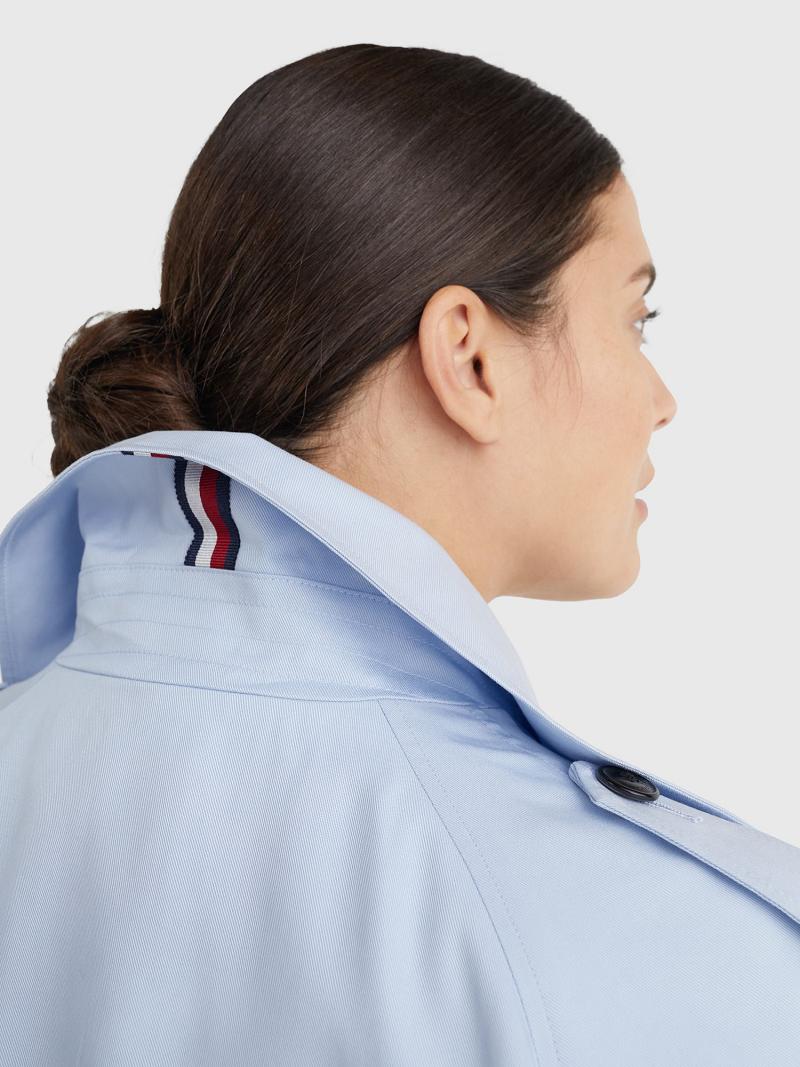 Blue Tommy Hilfiger Curve Double-Breasted Trench Coats | NZ_W21027