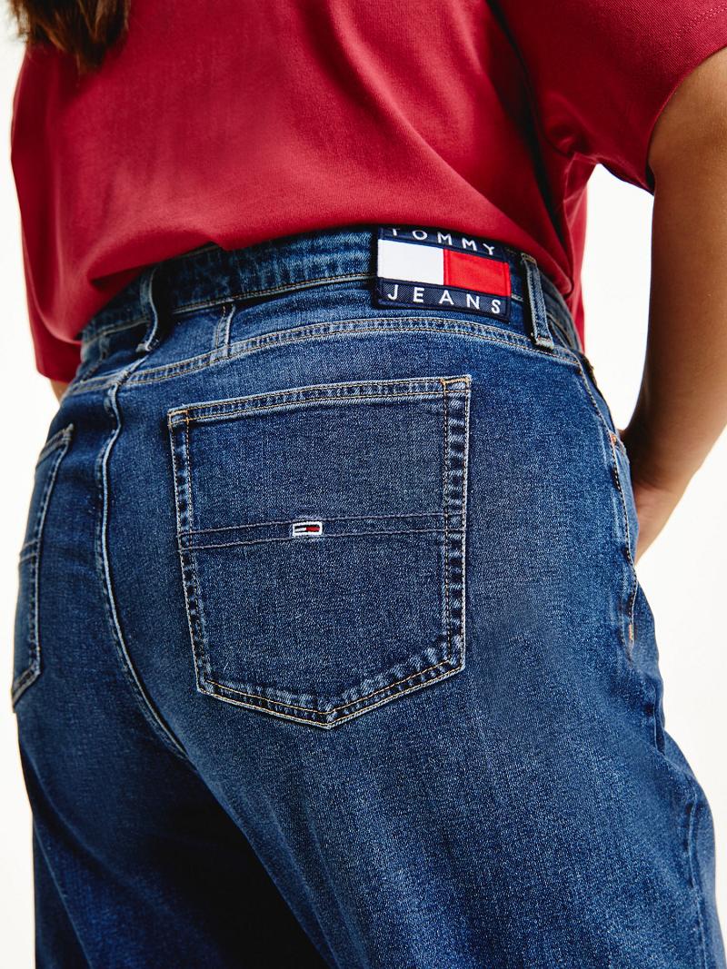 Blue Tommy Hilfiger Curve High Rise Tapered Mom Fit Jeans | NZ_W21189