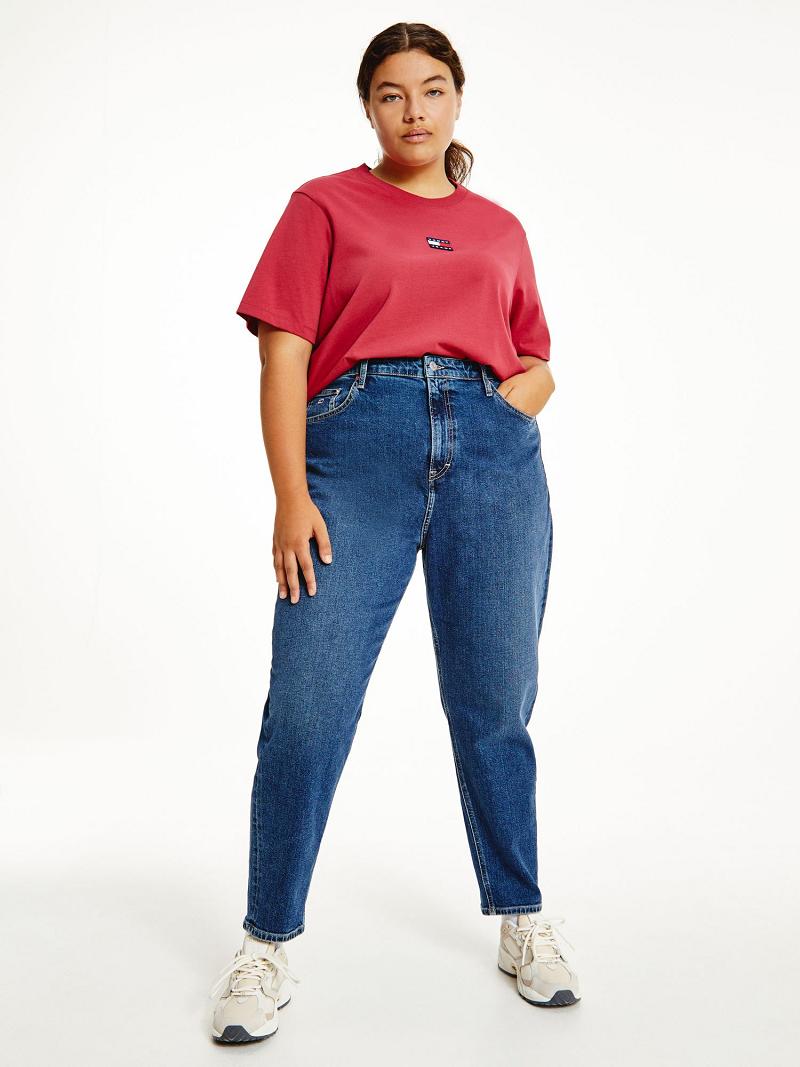 Blue Tommy Hilfiger Curve High Rise Tapered Mom Fit Jeans | NZ_W21189