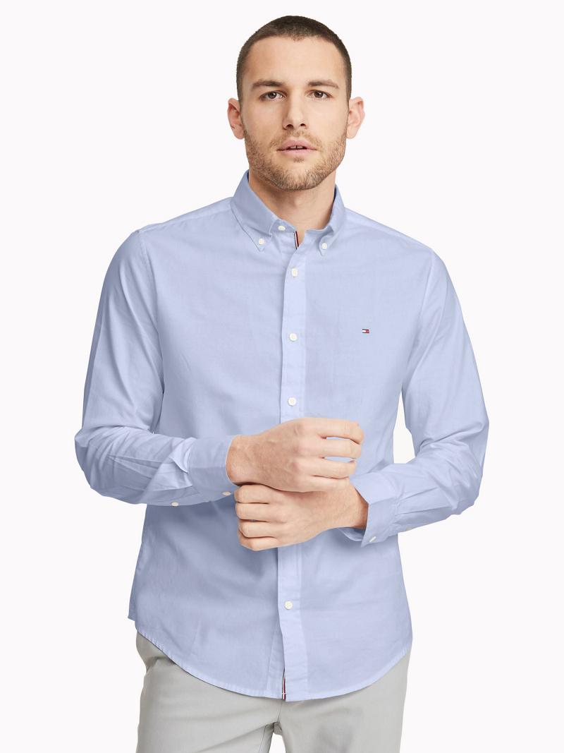 Blue Tommy Hilfiger Custom fit essential solid Shirts | NZ_M31246