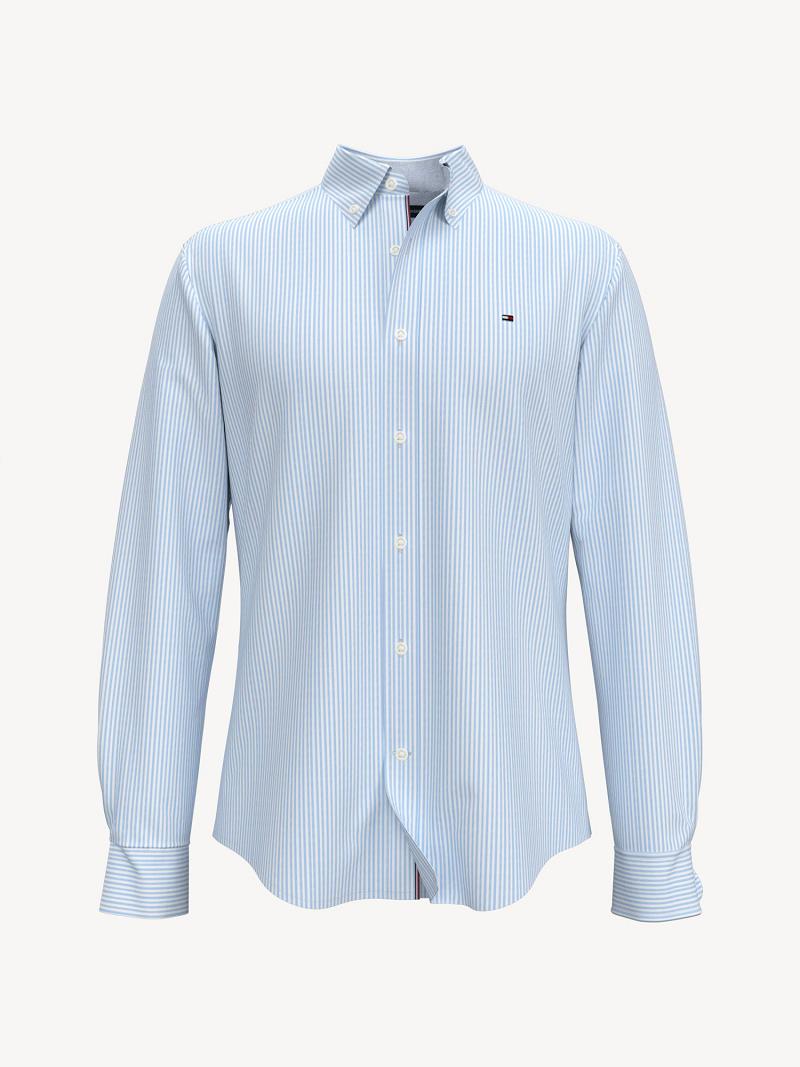 Blue Tommy Hilfiger Custom fit essential stretch stripe oxford Shirts | NZ_M31249