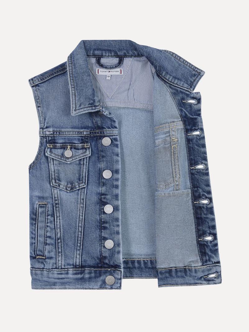 Blue Tommy Hilfiger Denim Vest Jackets | NZ_G1111