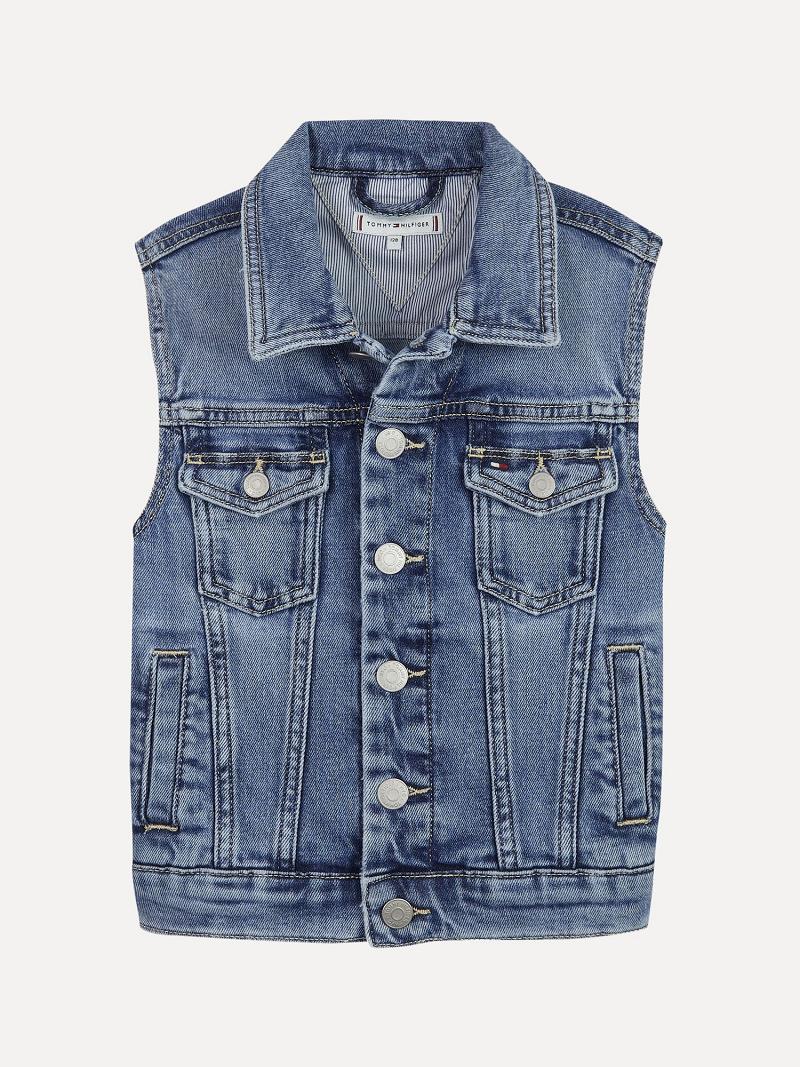 Blue Tommy Hilfiger Denim Vest Jackets | NZ_G1111