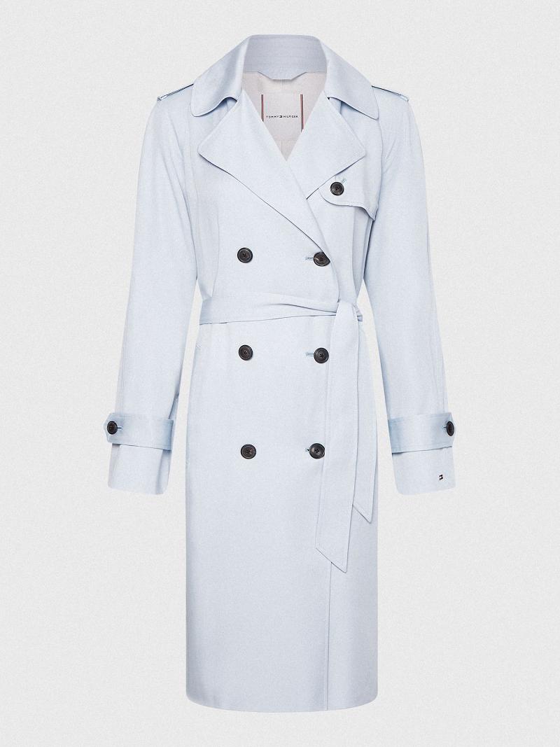 Blue Tommy Hilfiger Double-Breasted Trench Coats | NZ_W21029