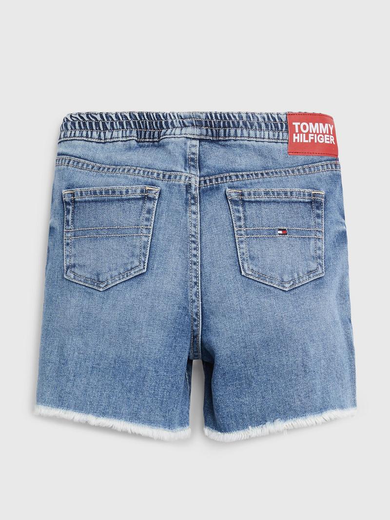 Blue Tommy Hilfiger Drawstring Denim Shorts | NZ_G1154