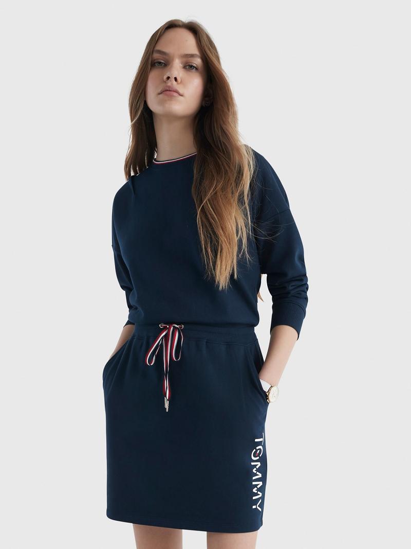 Blue Tommy Hilfiger Drawstring Tommy Dresses | NZ_W21060