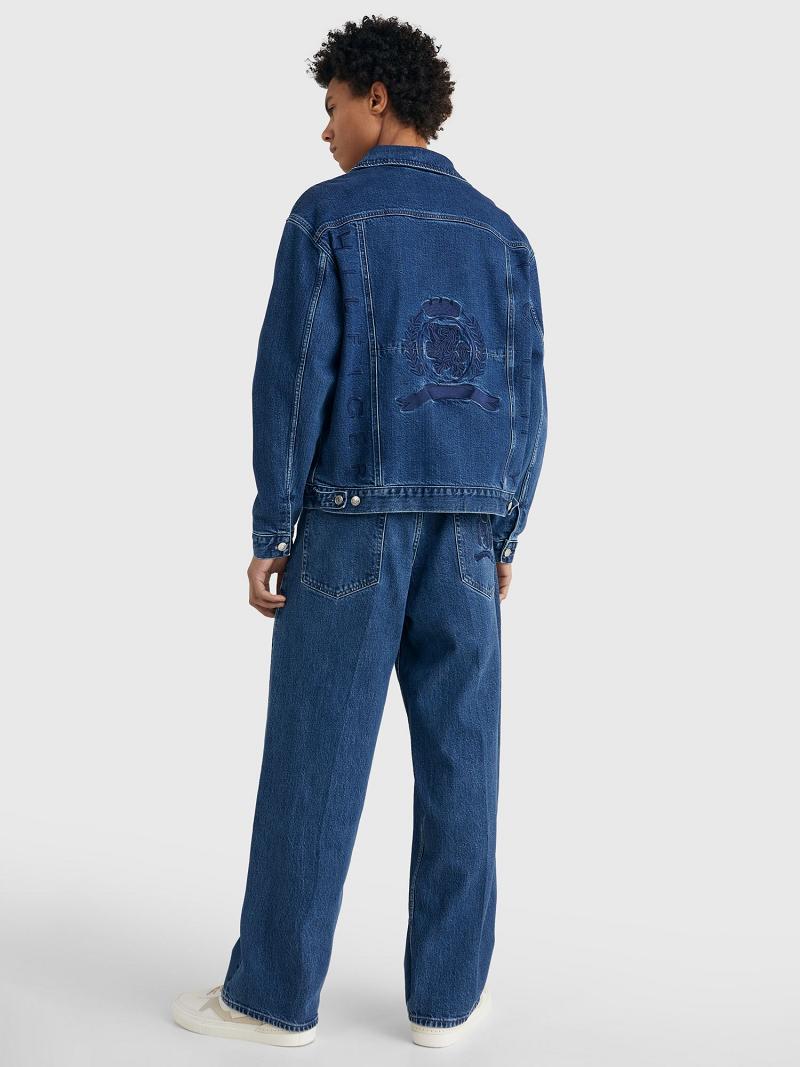 Blue Tommy Hilfiger Embroidered crest denim Jackets | NZ_M31397