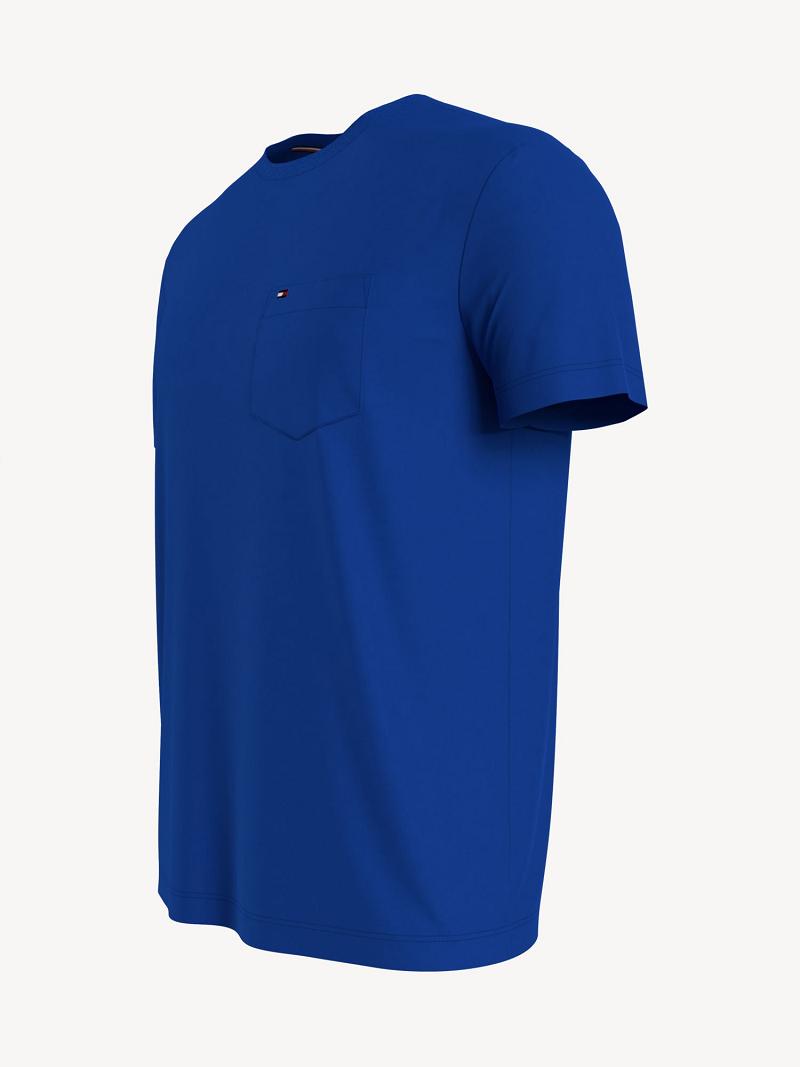 Blue Tommy Hilfiger Essential solid pocket T Shirts | NZ_M31035